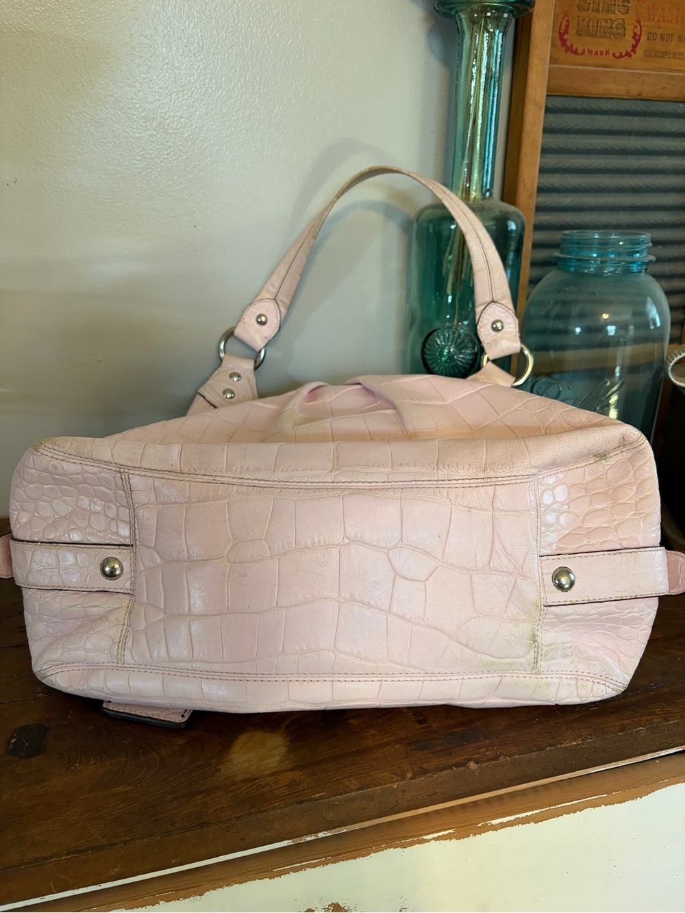 ✨Y2K✨Coach Madison Exotic Maggie Soft Pink Croc-Embos… - Gem